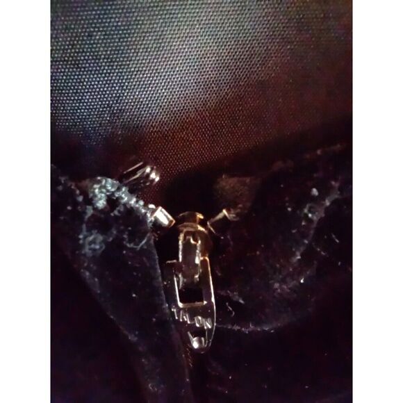 Sz 9/10 Vintage Black Velvet Bodycon Metallic Gold Big Bow Dress Cupcake - Picture 8 of 13